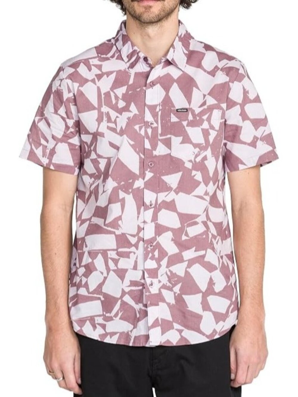 NWT Volcom Men's Short Sleeve Button Down Purple Shirt, XXL